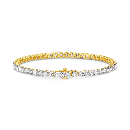 5ct Natural GH SI Tennis Bracelet Solid Yellow Gold — main view