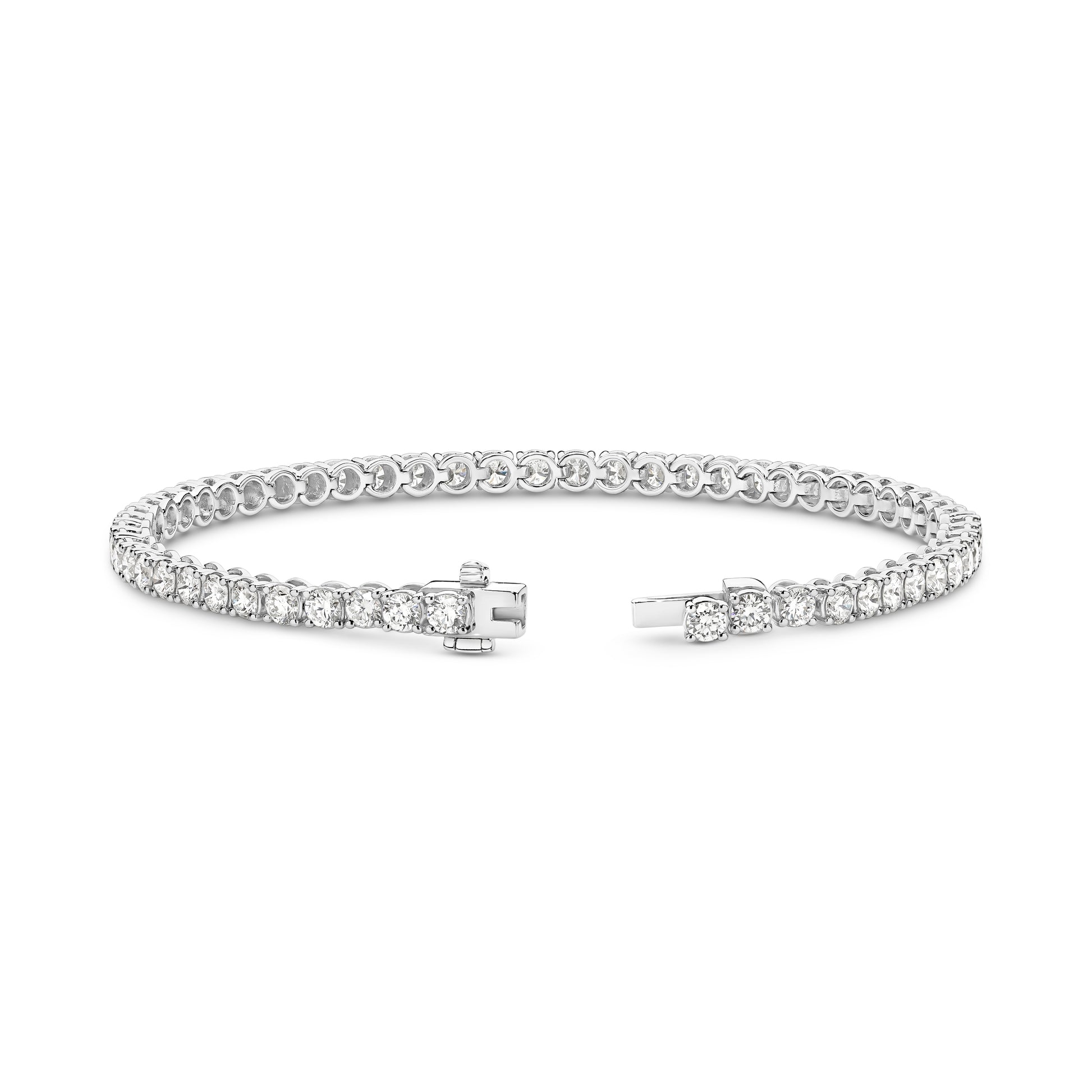 5ct Natural GH SI Tennis Bracelet Solid 18ct White Gold — top view