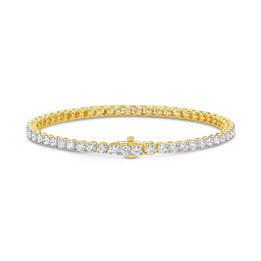 5ct Natural GH SI Tennis Bracelet Solid Yellow Gold — main view