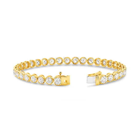 6.5ct Classic Round Tennis Bracelet Solid Yellow Gold Lab Grown Diamonds — top view