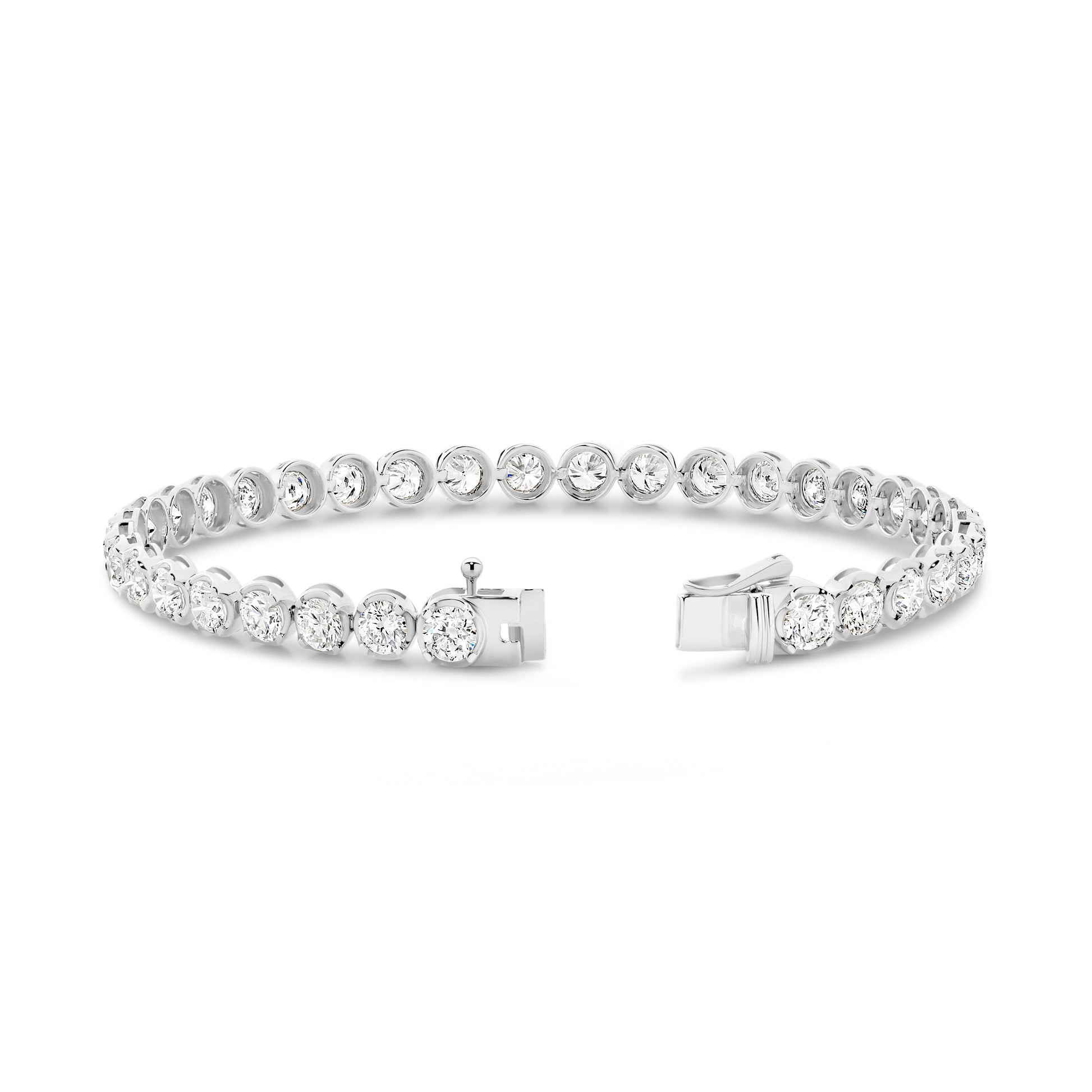 6.5ct Classic Round Tennis Bracelet Solid White Gold Lab Grown Diamonds — top view