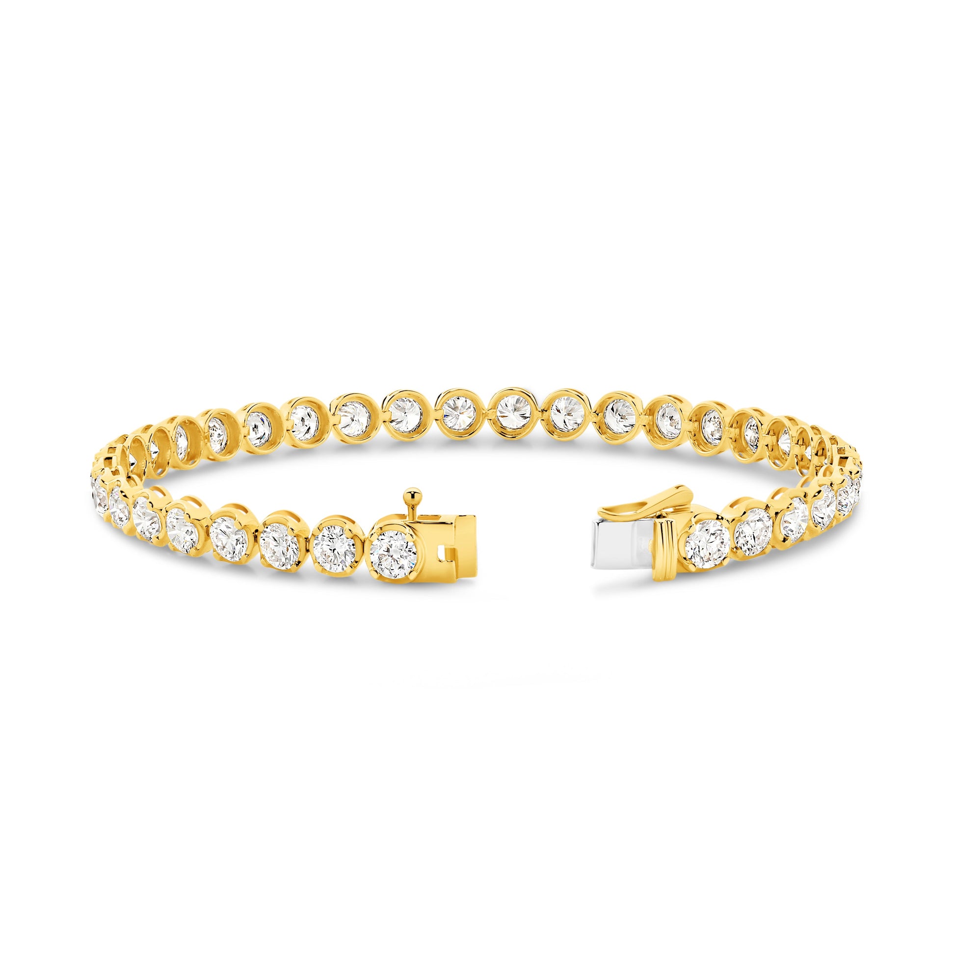 6.5ct Classic Round Tennis Bracelet Solid Yellow Gold Lab Grown Diamonds — top view
