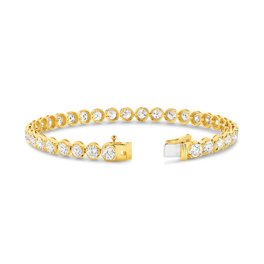 6.5ct Classic Round Tennis Bracelet Solid Yellow Gold Lab Grown Diamonds — top view