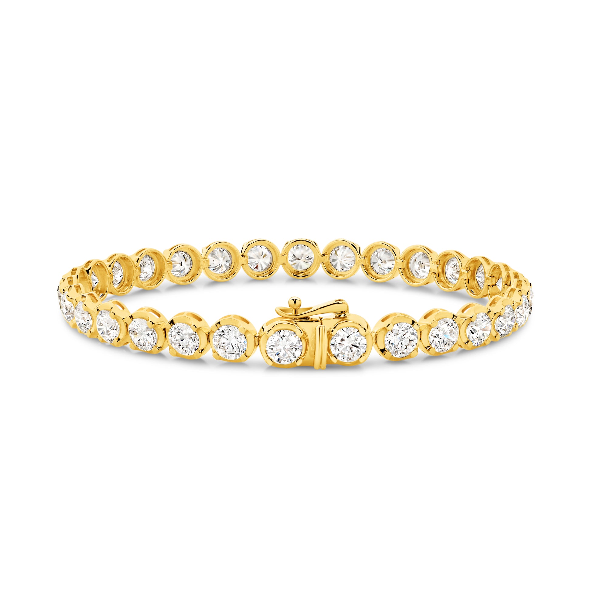 9.2ct Classic Round Tennis Bracelet Solid Yellow Gold Lab Grown Diamonds — main view