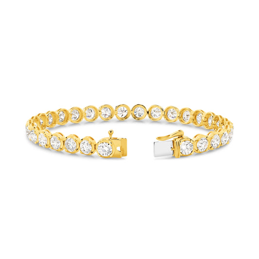 9.2ct Classic Round Tennis Bracelet Solid Yellow Gold Lab Grown Diamonds — top view