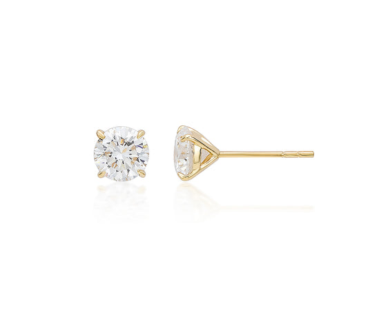 9ct Yellow Gold Lab-Grown Diamond Solitaire Stud Earrings 1.00ct