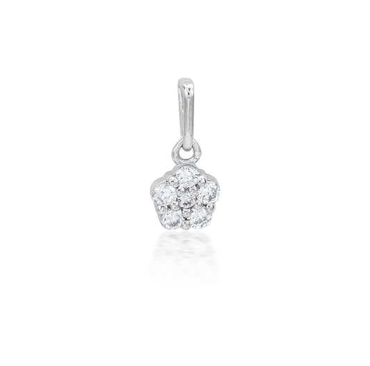 9ct Yellow Gold Lab-Grown Diamond Flower Cluster Pendant 0.14ct