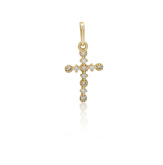 9ct Yellow Gold Lab-Grown Diamond Bezel Cross Pendant 0.06ct