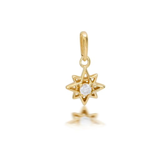 9ct Yellow Gold Lab-Grown Diamond Star Pendant 0.03ct