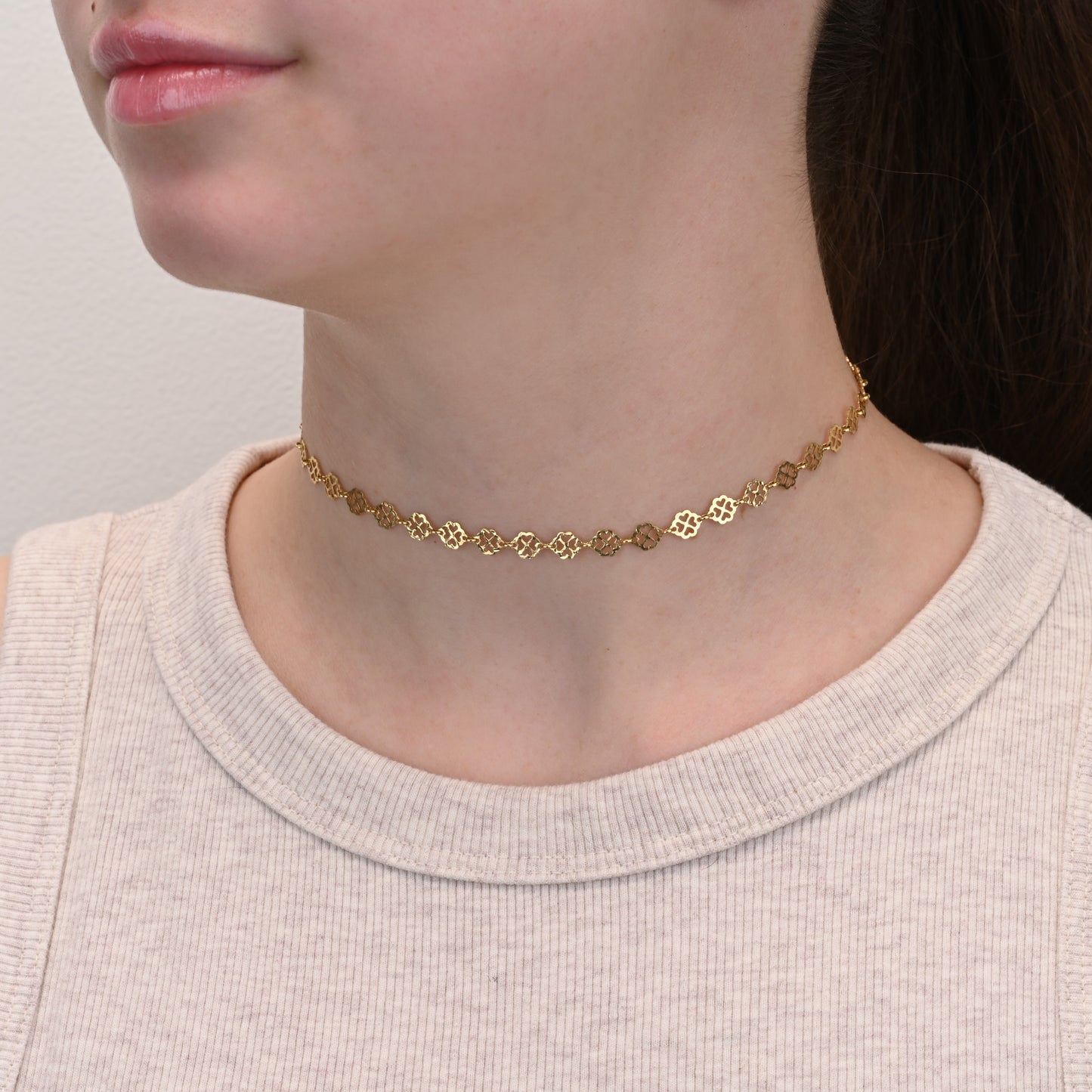 Gold Plated Clover Silver Chain