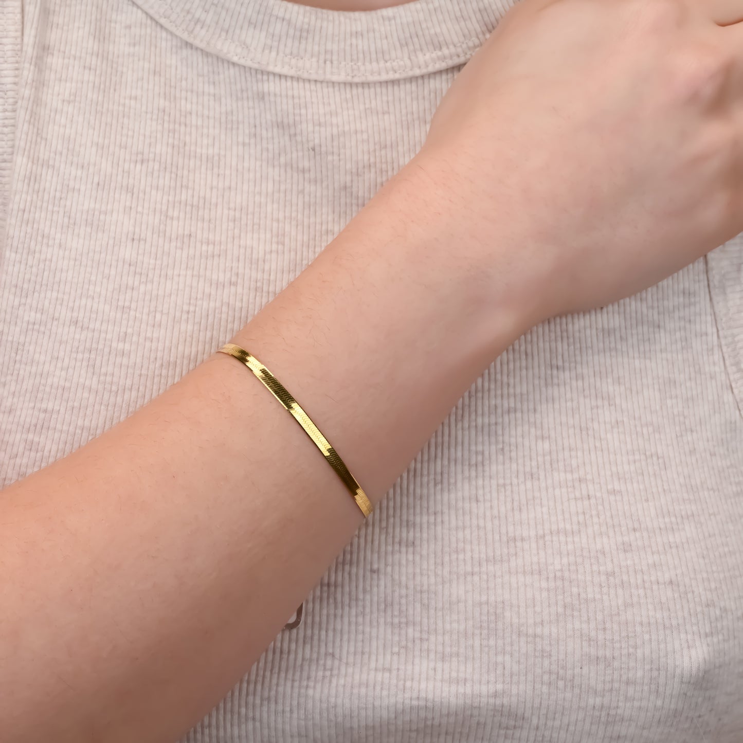 Herringbone Gold Plated Silver Bracelet