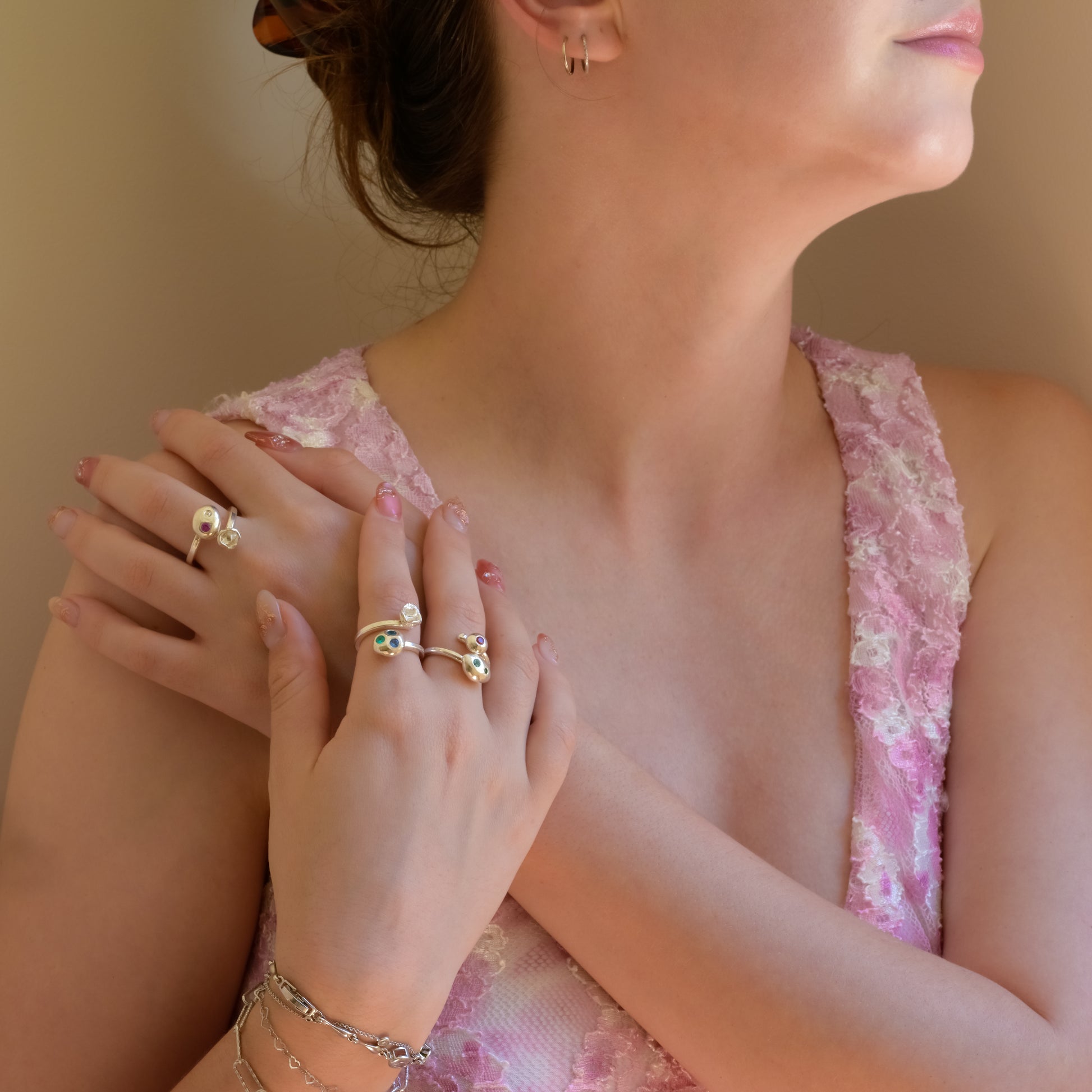 Hand-modeled fine silver ring from the Melted Silver collection
