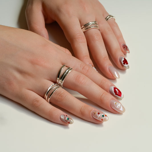 Multi Band Hammered Fine Silver Ring - Ribbon Collection