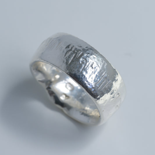 Melted Textured Silver Ring - Fine Silver Wedding Band