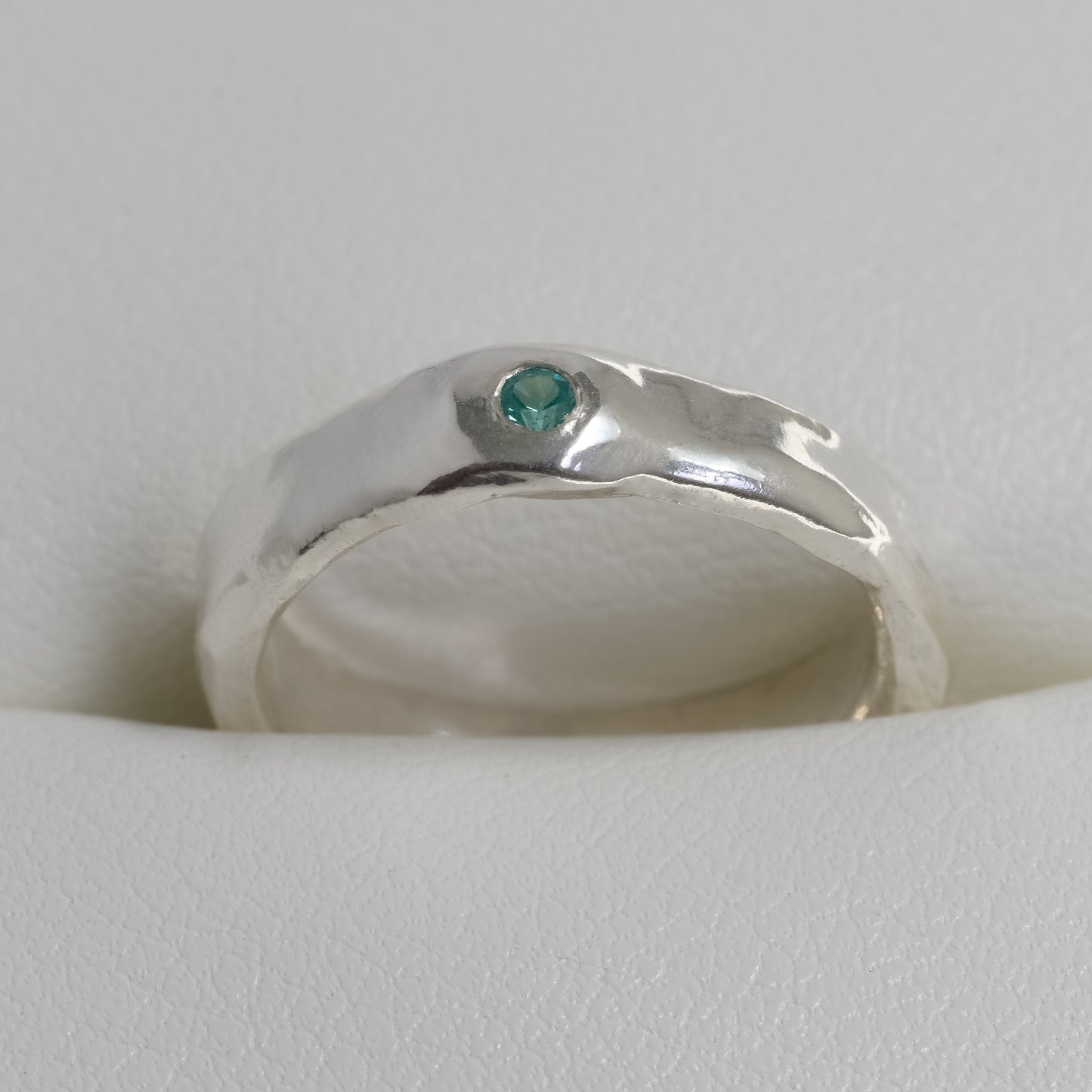 Melted Silver Ring with paraiba garnet Whisper