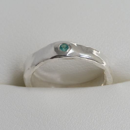Melted Silver Ring with paraiba garnet Whisper