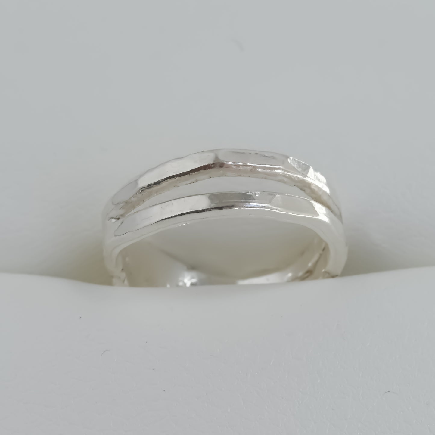 Multi Band Hammered Fine Silver Ring - Ribbon Collection