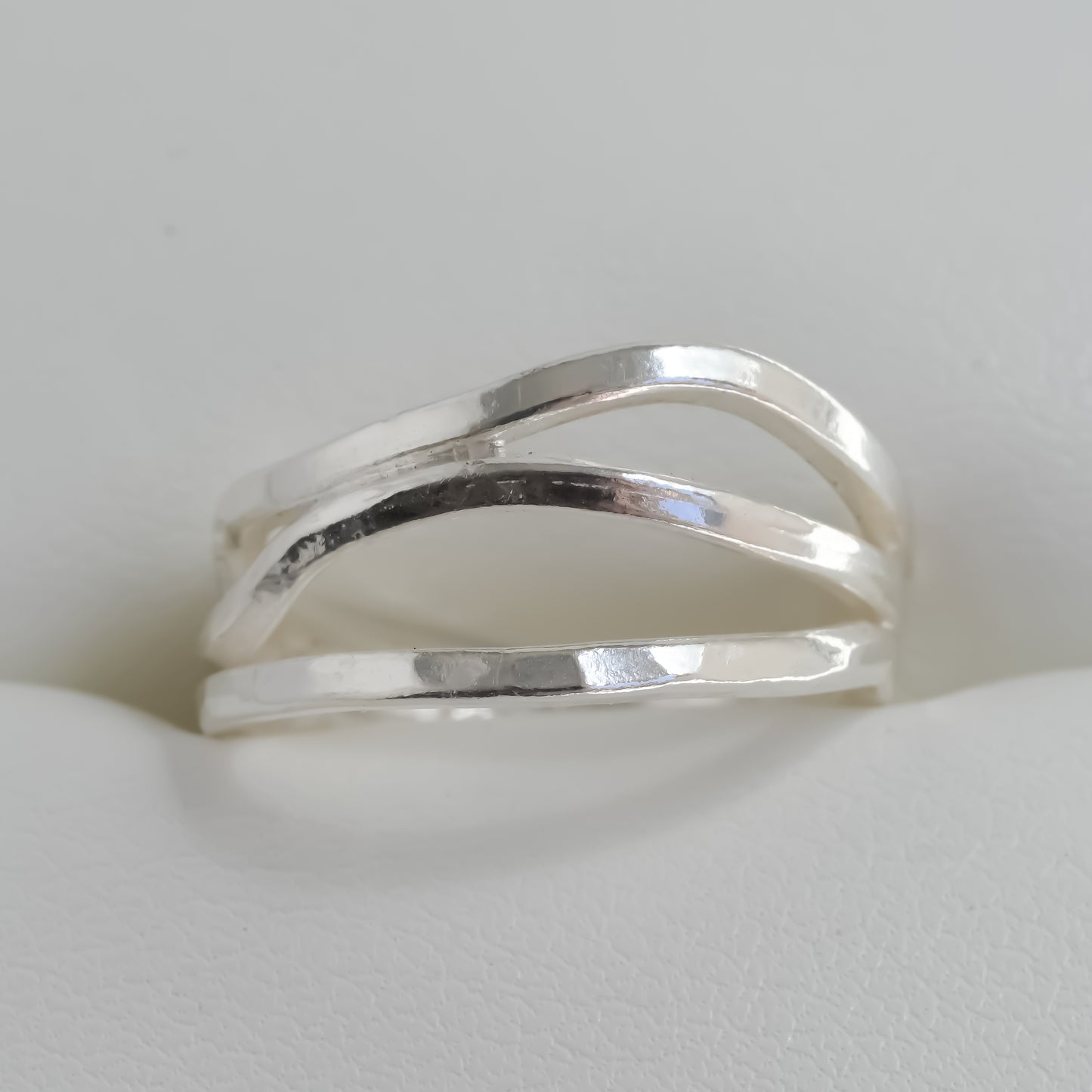 Multi Band Hammered Fine Silver Ring - Ribbon Collection