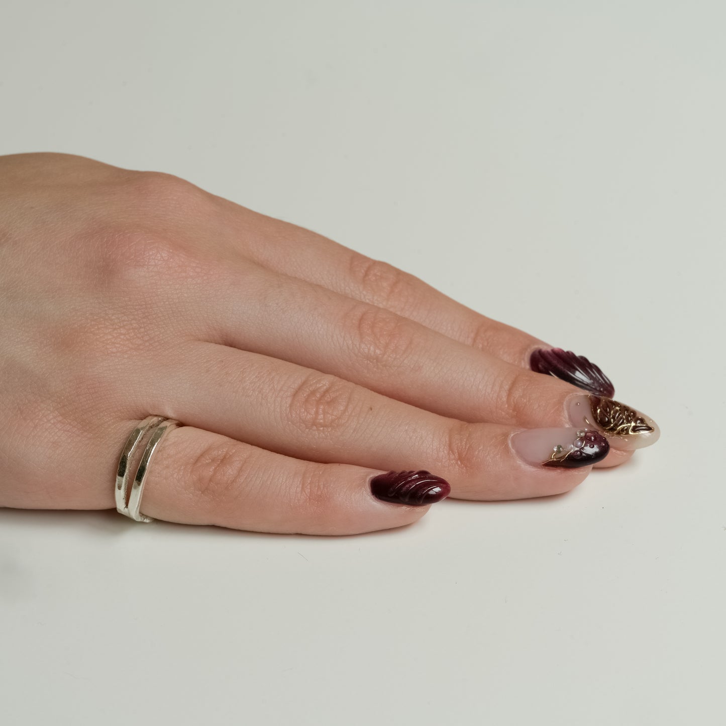 Multi Band Hammered Fine Silver Ring - Ribbon Collection