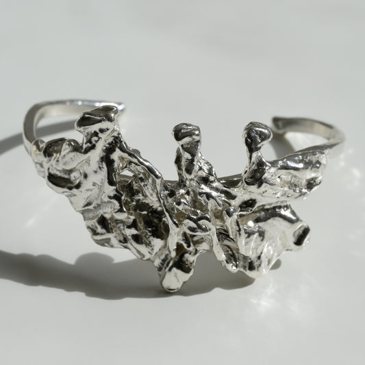 Molten Butterfly Silver Bracelet - Organic Textured 999 Silver Cuff