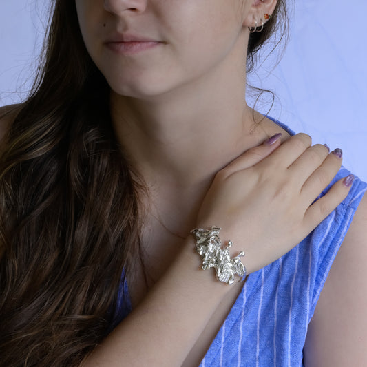 Molten Butterfly Silver Bracelet - Organic Textured 999 Silver Cuff