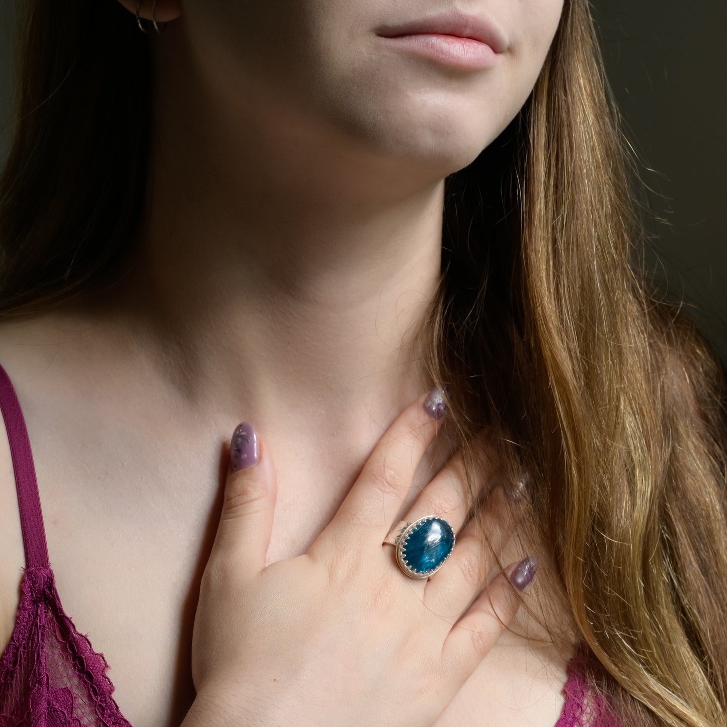 Oceanic Dreams Kyanite Ring - Fine Silver Statement Ring