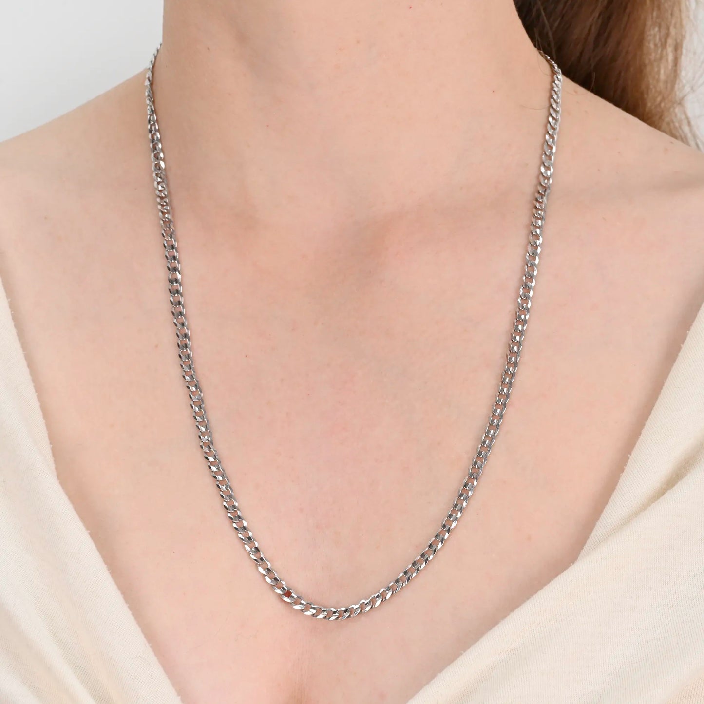 Curb silver chain rhodium plated 4.2mm