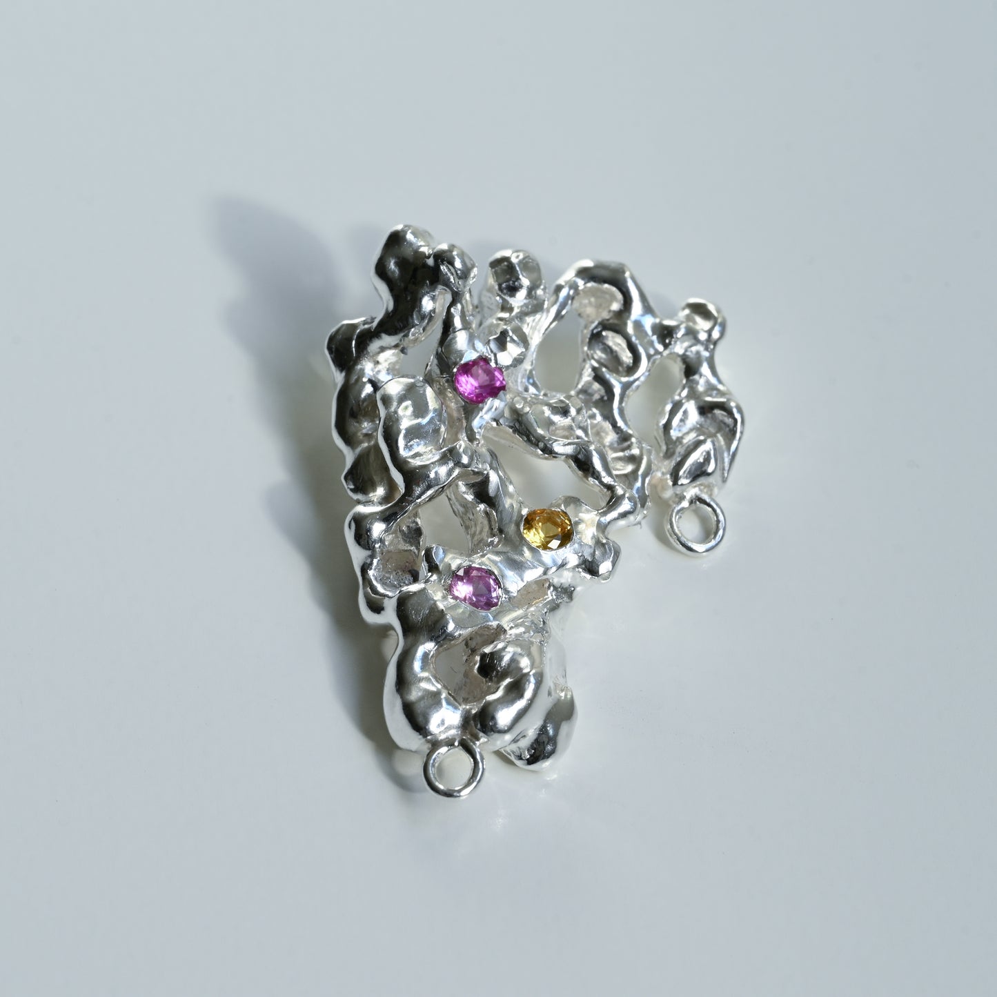 Enamel Cherry Blossom Pendant with sapphires
