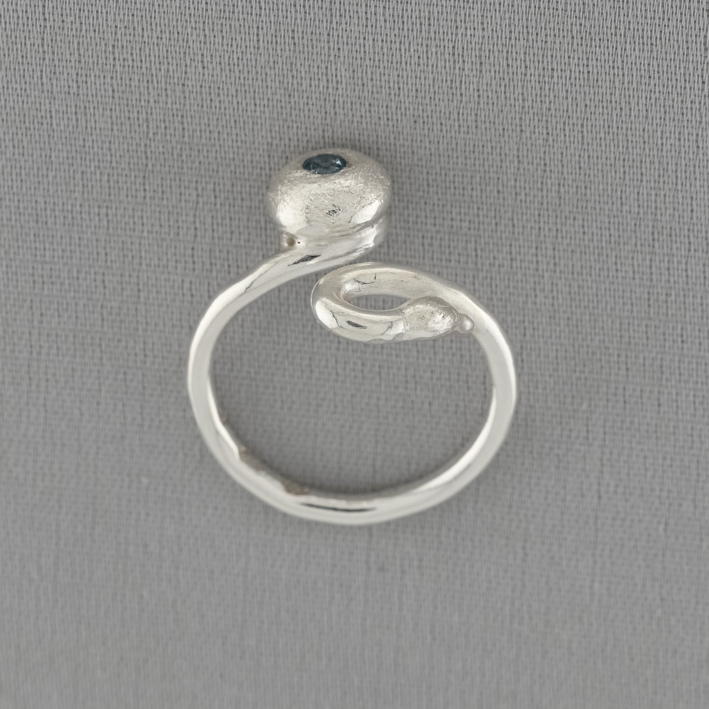 Swan Dreams Ring - Fine Silver Light Blue Sapphire