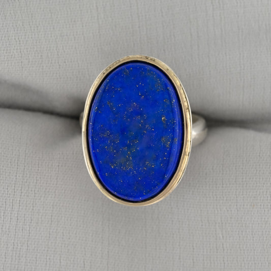 Lapis Lazuli 14 carat Gold  and Fine Silver Ring