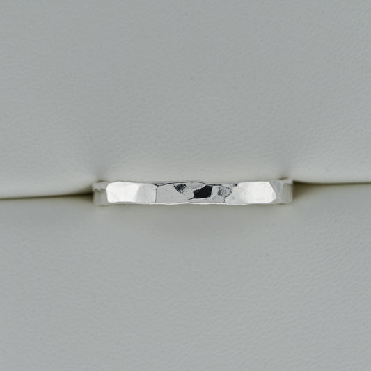 Hammered Medium Silver Wedding Band - 999 Fine Silver Ring