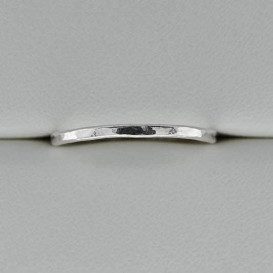 Hammered Thin Silver Wedding Band - 999 Fine Silver Ring