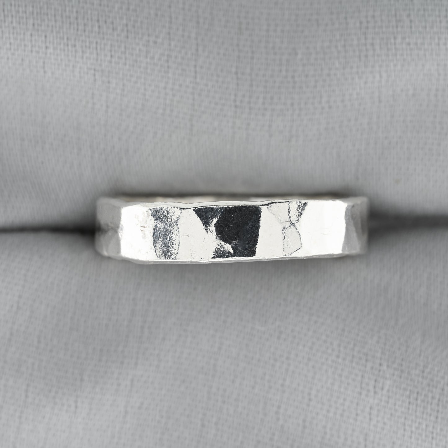 Hammered Wide Silver Wedding Band - 999 Fine Silver Ring