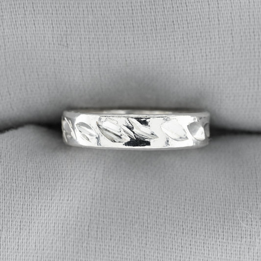 Diamond Cut Fine Silver Wedding Ring