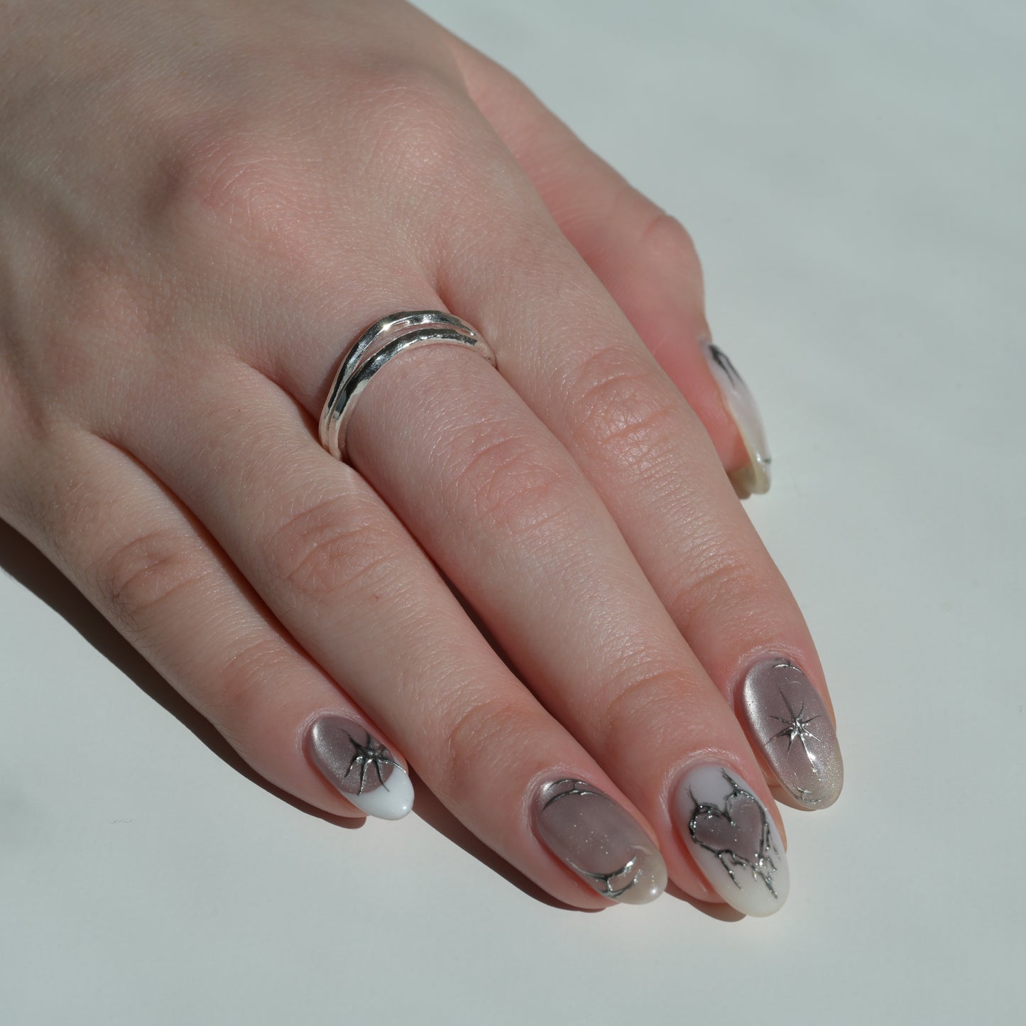 Multi Band Hammered Fine Silver Ring - Ribbon Collection