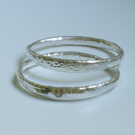 Melted Fine Silver Bangle - Artisan Textured Wearable Art