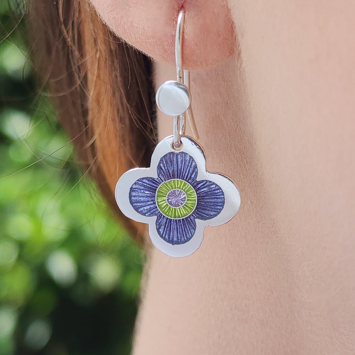 Lilac Flower Silver Earrings