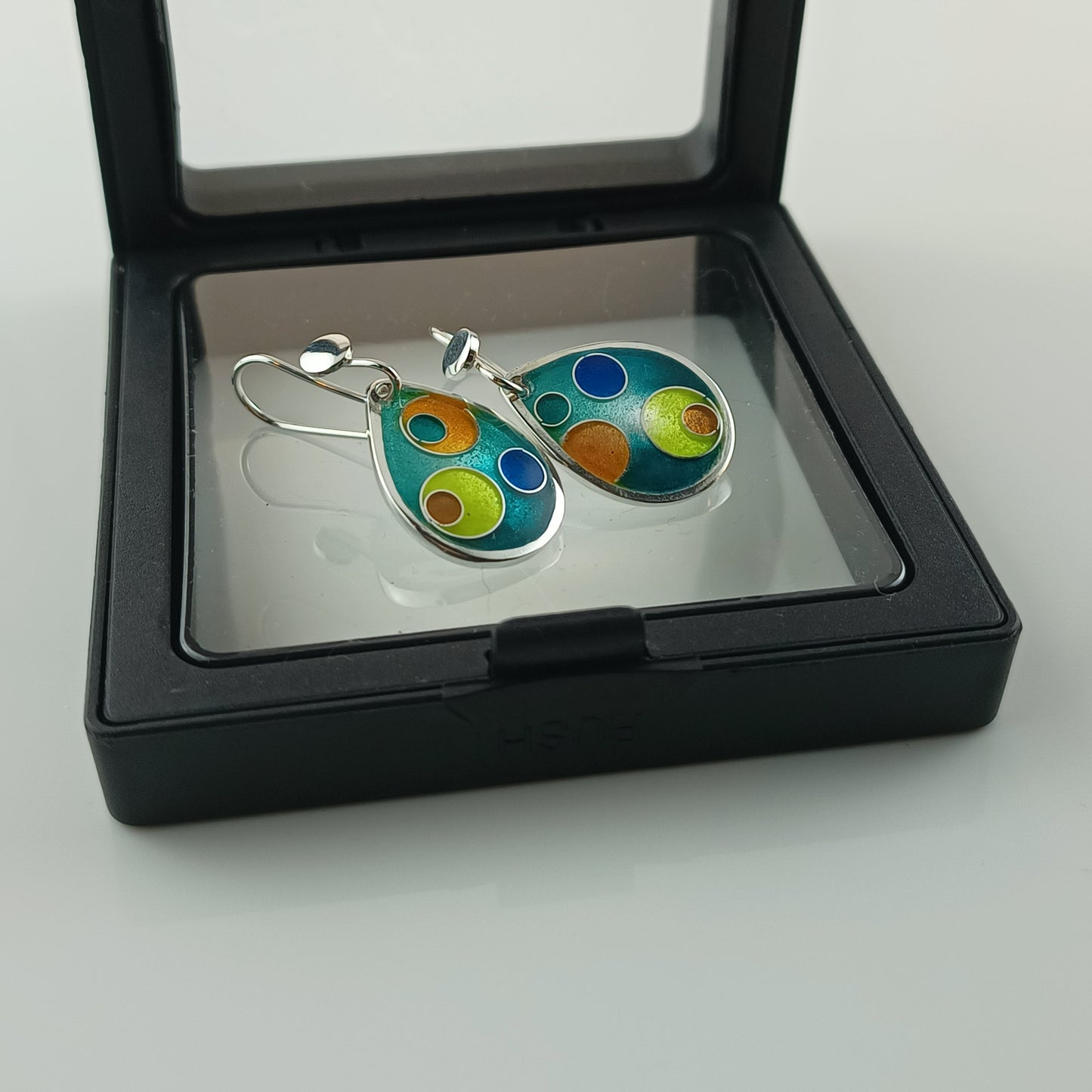 Colourful Drops Cloisonne Silver Earrings