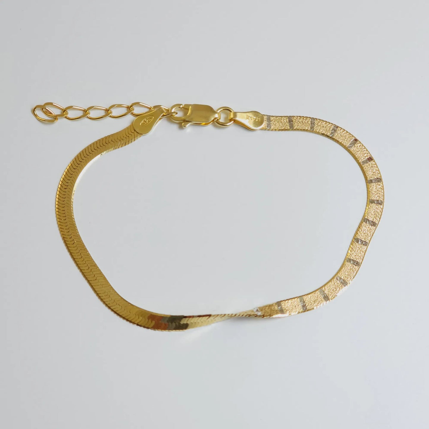 Herringbone Gold Plated Silver Bracelet