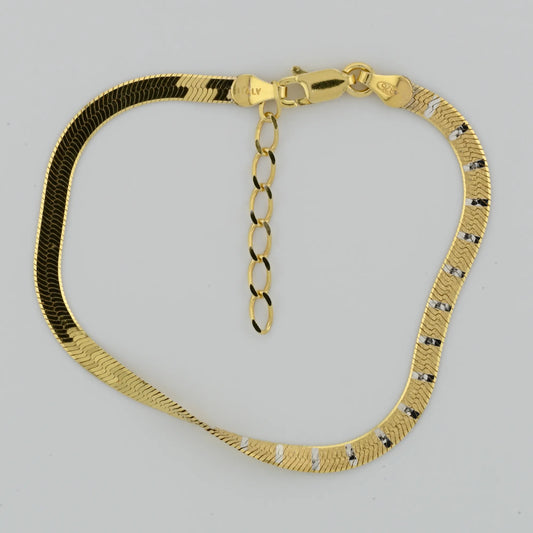 Herringbone Gold Plated Silver Bracelet