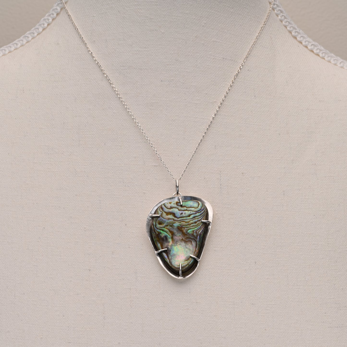 Mother of Pearl Fine Silver Pendant Large 2