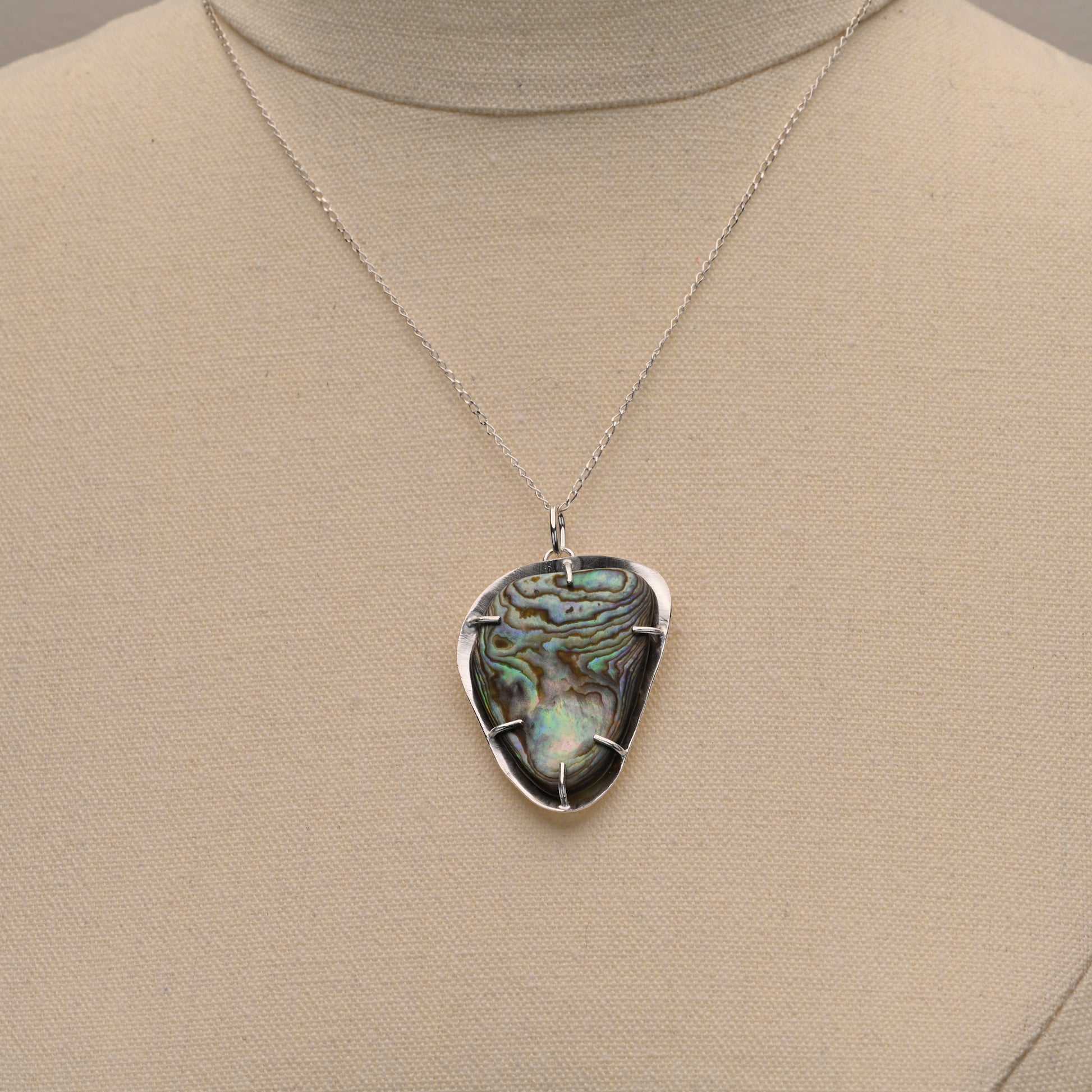 Mother of Pearl Fine Silver Pendant Large  3