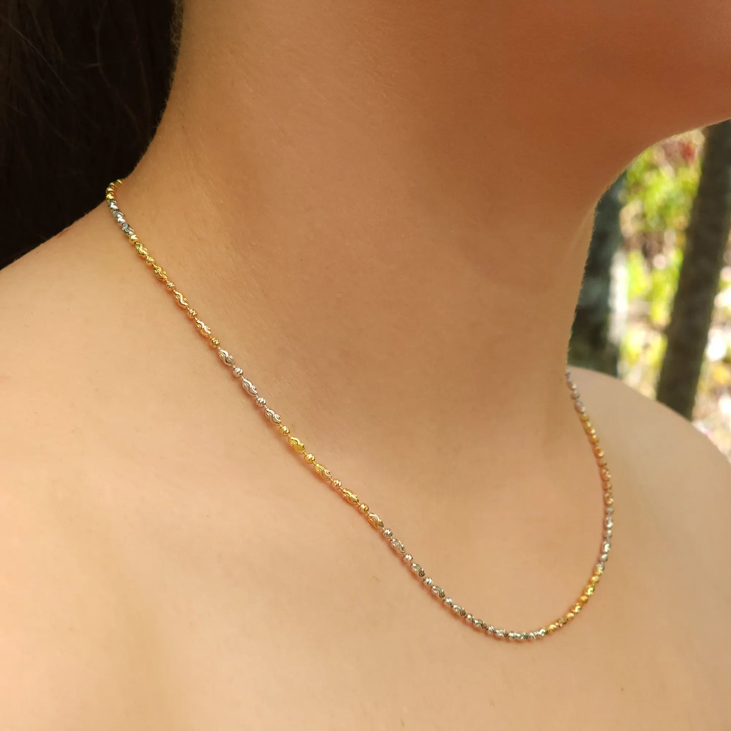 Multicolor Silver Two Beaded Chain