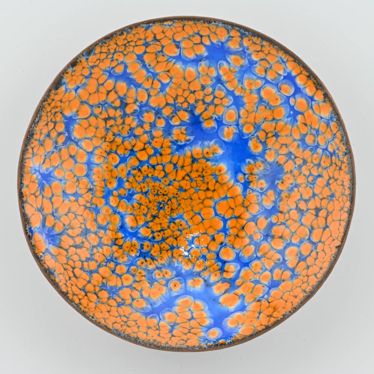 Enameled Copper Bowl "Orange on Blue"