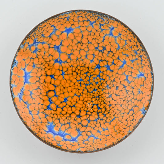 Enameled Copper Bowl "Orange on Blue"