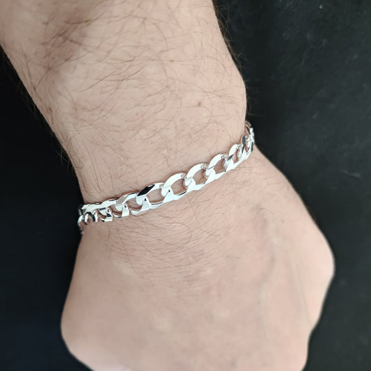 Curb link silver bracelet 8mm