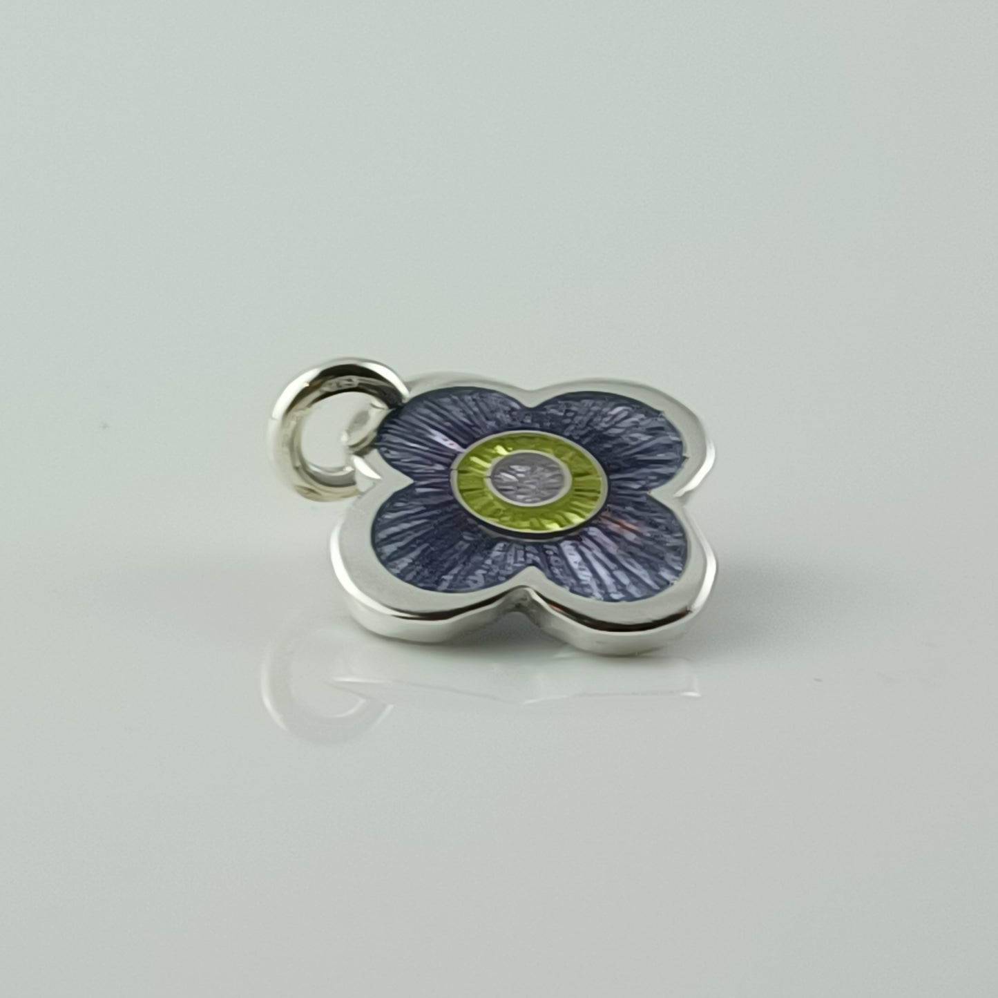 Lilac Flower Pendant - Champleve Vitreous Enamels on Fine Silver (999), Handmade in Australia