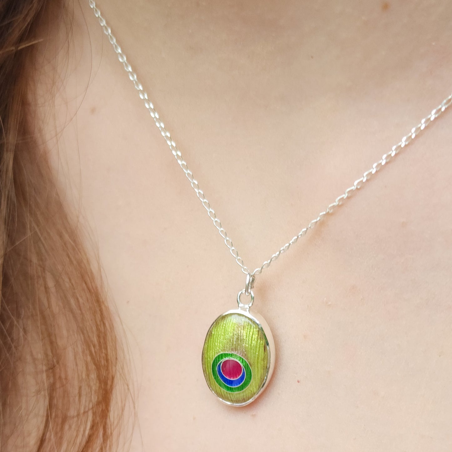 Peacock Pendant - Cloisonne and Champleve Enamels on a Fine Silver (999), Handmade in Australia
