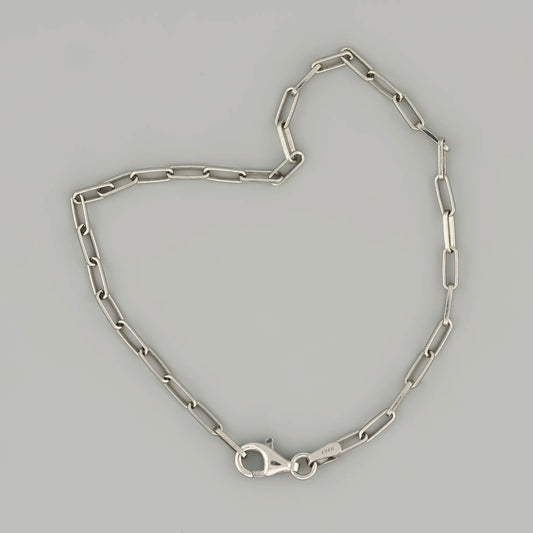 Rhodium Plated Paperclip Silver Bracelet