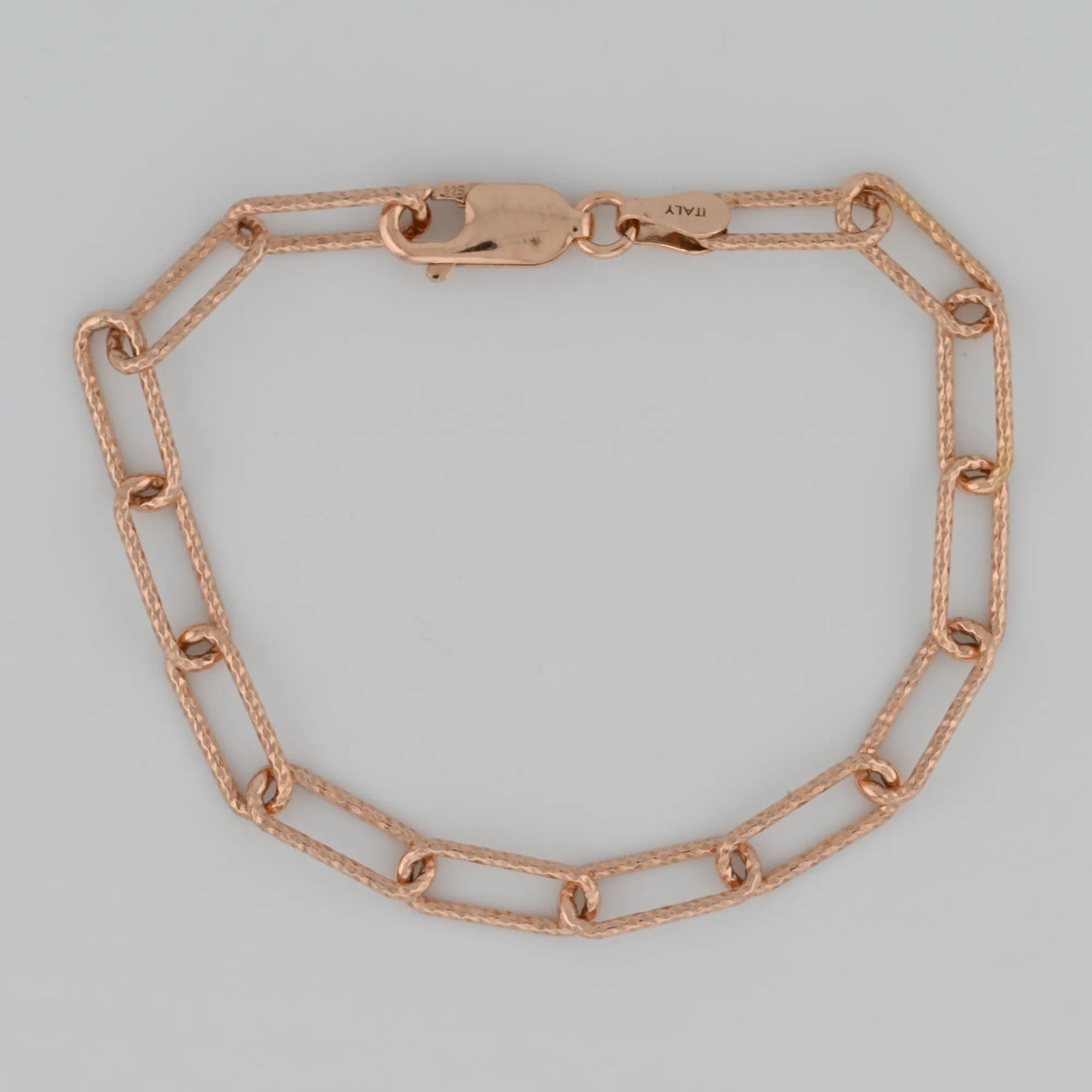 Rose Gold Plated Large Paperclip Silver Bracelet